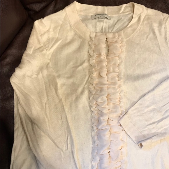 Banana Republic Cream Cardigan with Ruffle Front - Picture 2 of 3